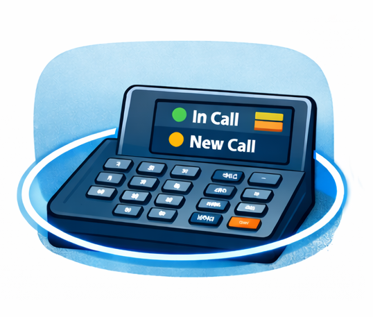 Illustration of an office phone receiving a call